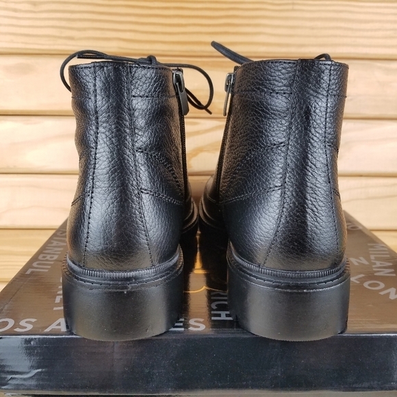 Men's 100% Genuine Leather Black Ankle Boots 7 US Paul Branco Side Zip Lace-up - Picture 4 of 11